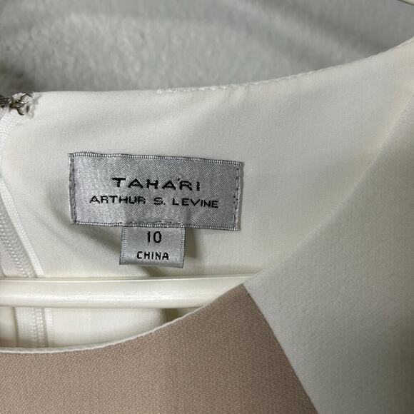 Tahari Dress Arthur S Levine Colorblock Size 10 Beige Multi Sleeveless - Picture 4 of 8